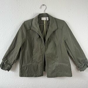 Chico’s Olive Green Lightweight Utility Jacket Size 3